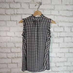 WWW Check Plaid Sheer Sleeveless Top, XS